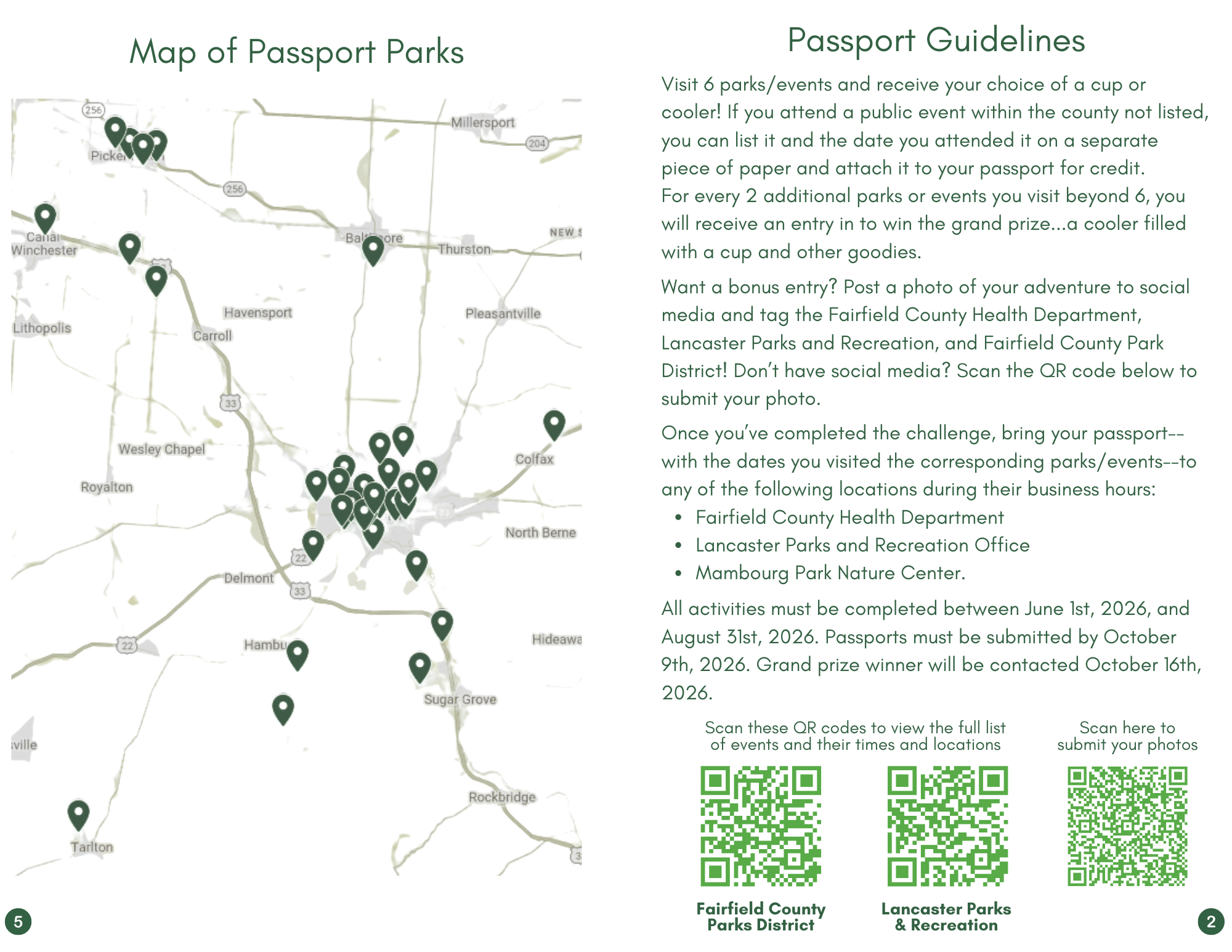 Passport to Parks, map of Fairfield County parks and passport guidelines